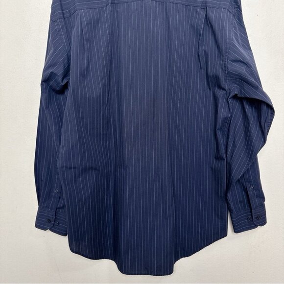 Balmain Paris Mens Medium 15.5 Pinstripe Navy Dress Shirt - Picture 12 of 13